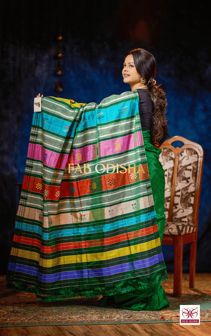 TANTIKA HERITAGE BERHAMPURI DOUBLE AANCHAL PURE SILK PATTA SAREE