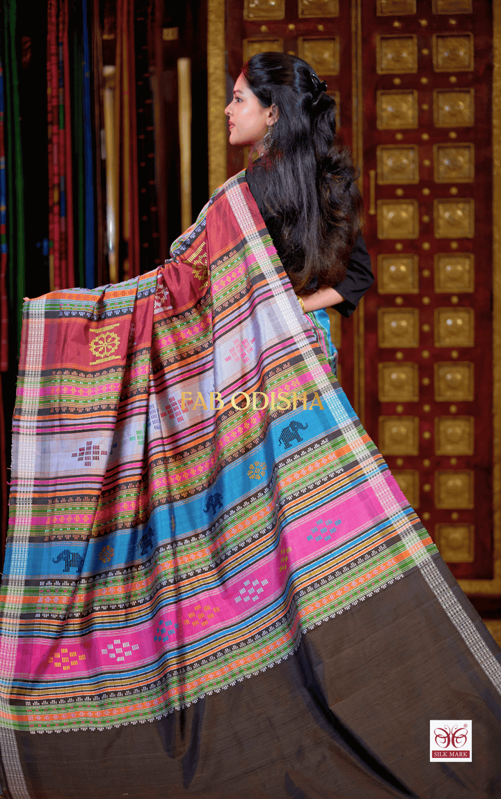 CHAYANIKA MOHINI BERHAMPURI DOUBLE AANCHAL PURE SILK PATTA SAREE