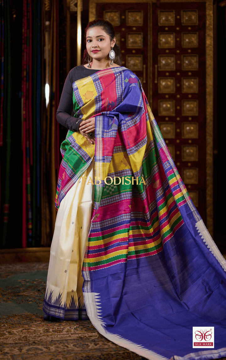 CHANDRAKALA BERHAMPURI DOUBLE AANCHAL PURE SILK PATTA SAREE