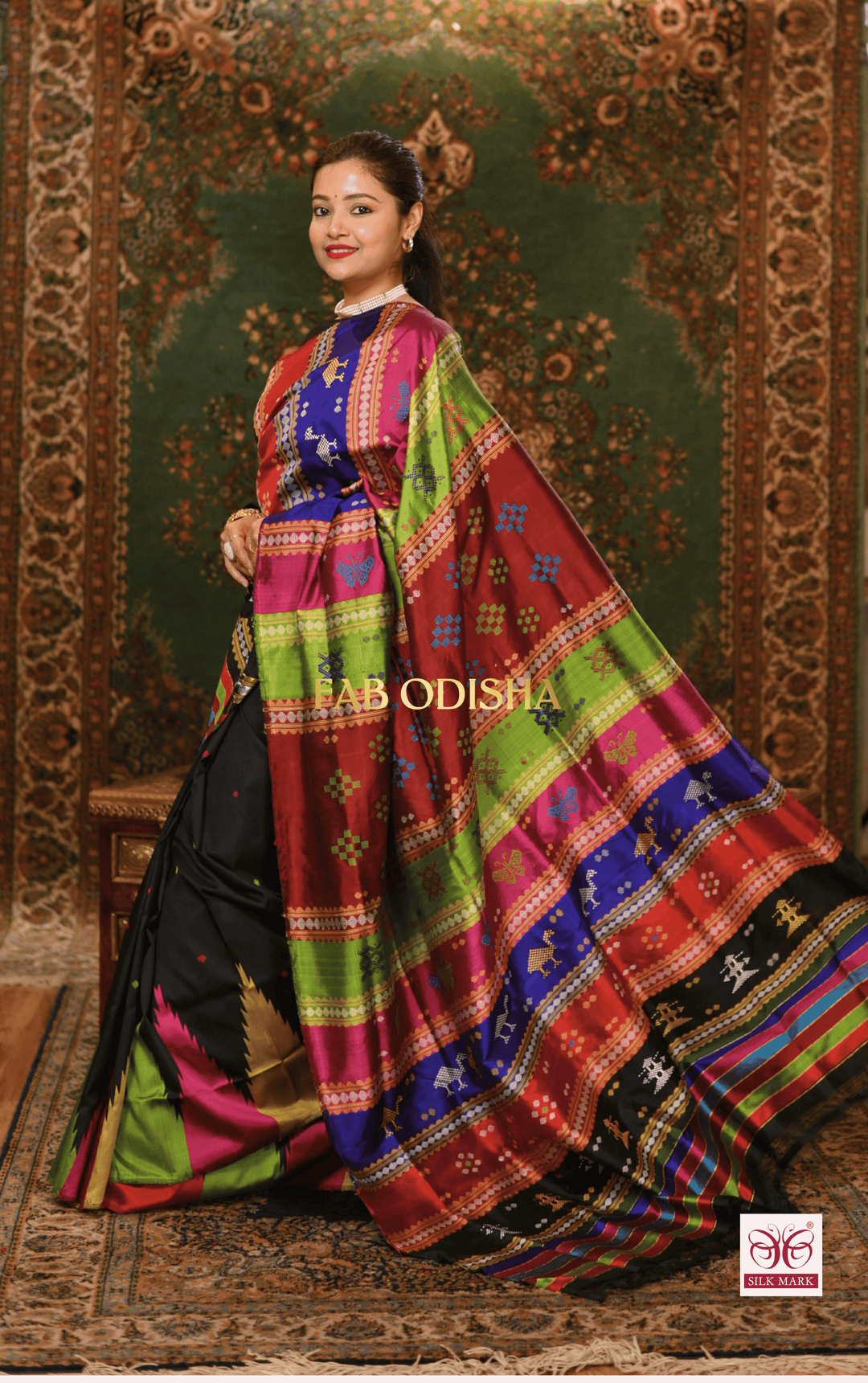 NOORVASTRA BERHAMPURI DOUBLE AANCHAL PURE SILK PATTA SAREE