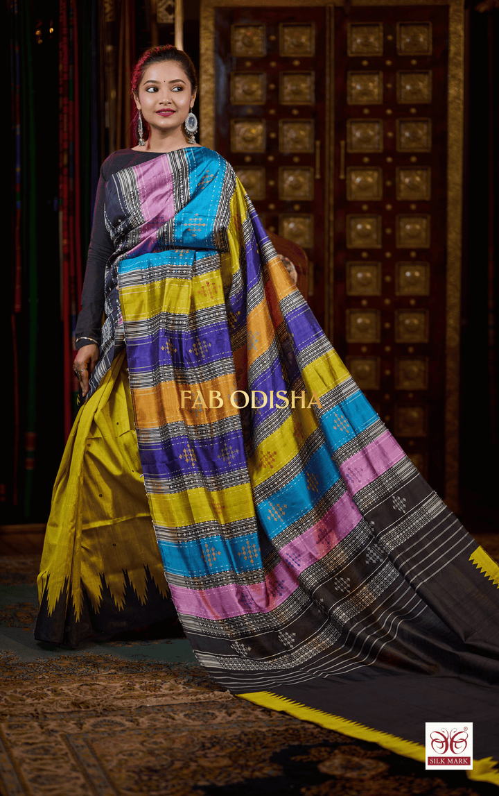 KANAK COUTURE BERHAMPURI DOUBLE AANCHAL PURE SILK PATTA SAREE