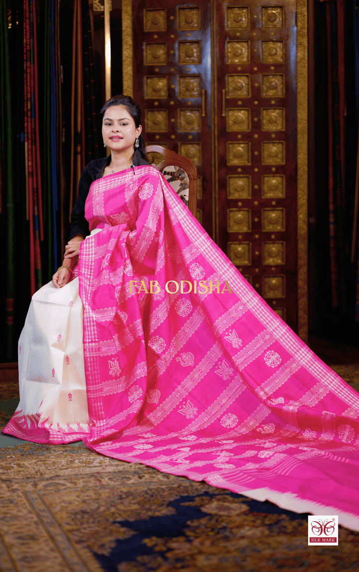ANCESTRAL ATTIRE BERHAMPURI DOUBLE AANCHAL PURE SILK PATTA SAREE