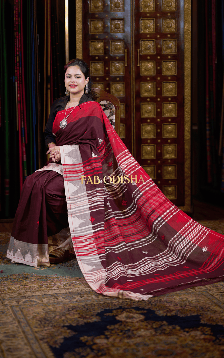 KORAPUT CRIMSON ORGANIC DYED KOTPAD COTTON SAREE