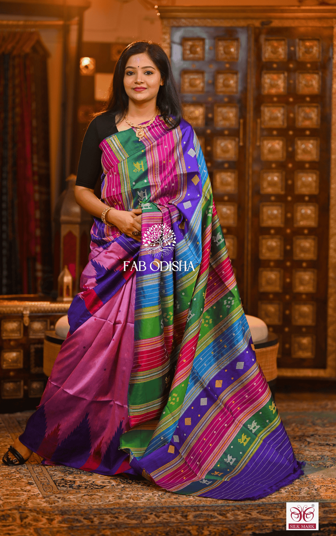 KAUSHEYA LEGACY BERHAMPURI DOUBLE AANCHAL PURE SILK PATTA SAREE