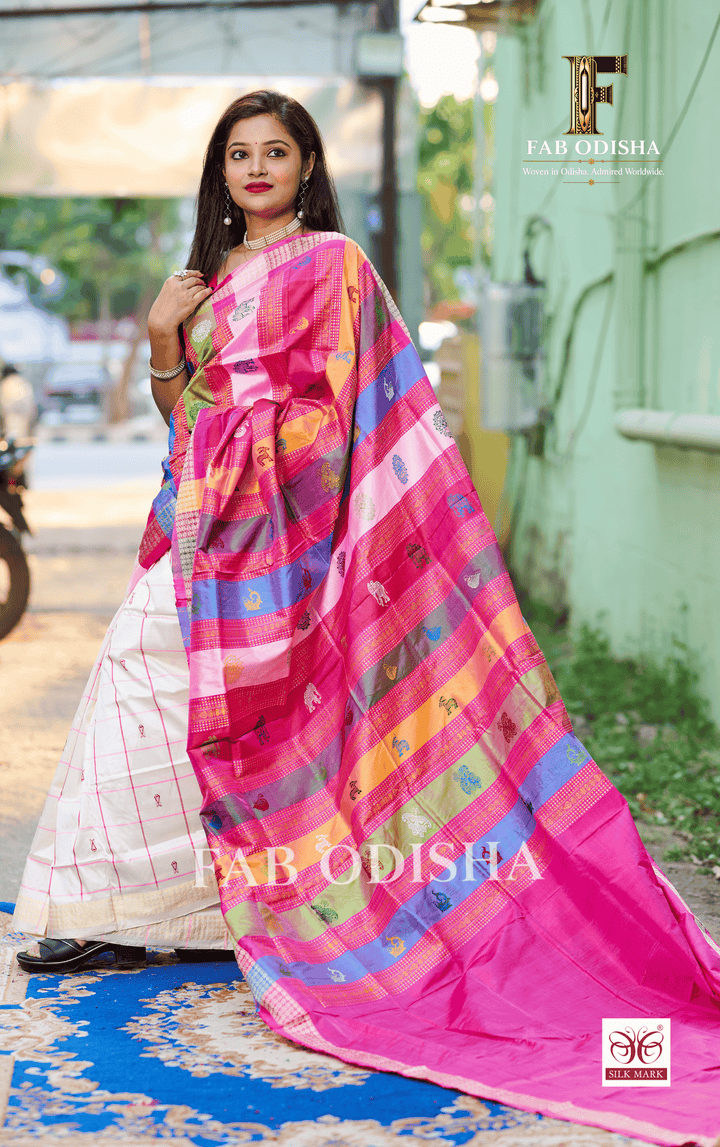 RANGA VILASA BERHAMPURI HANDLOOM DOUBLE AANCHAL PURE SILK PATTA SAREE
