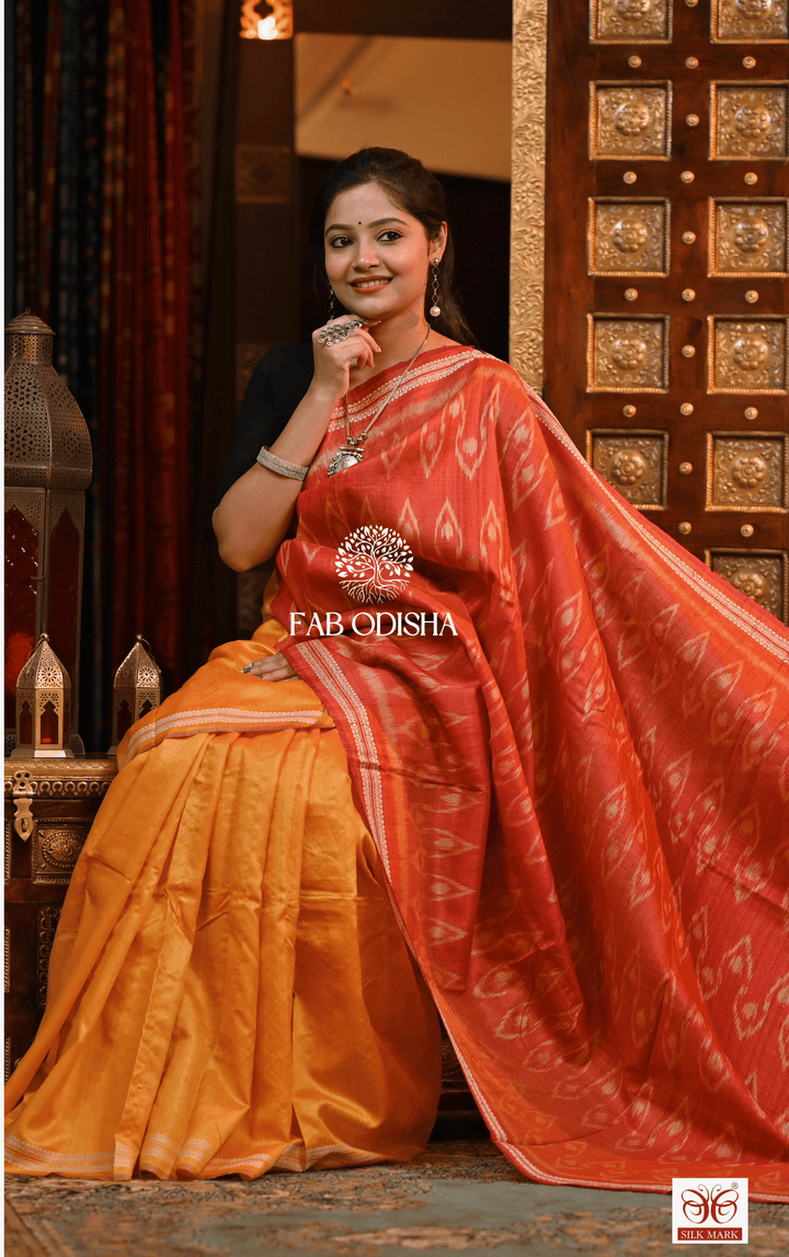 RADHIKA SHEER SERENITY DESIGNER FINE TUSSAR SILK SAREE