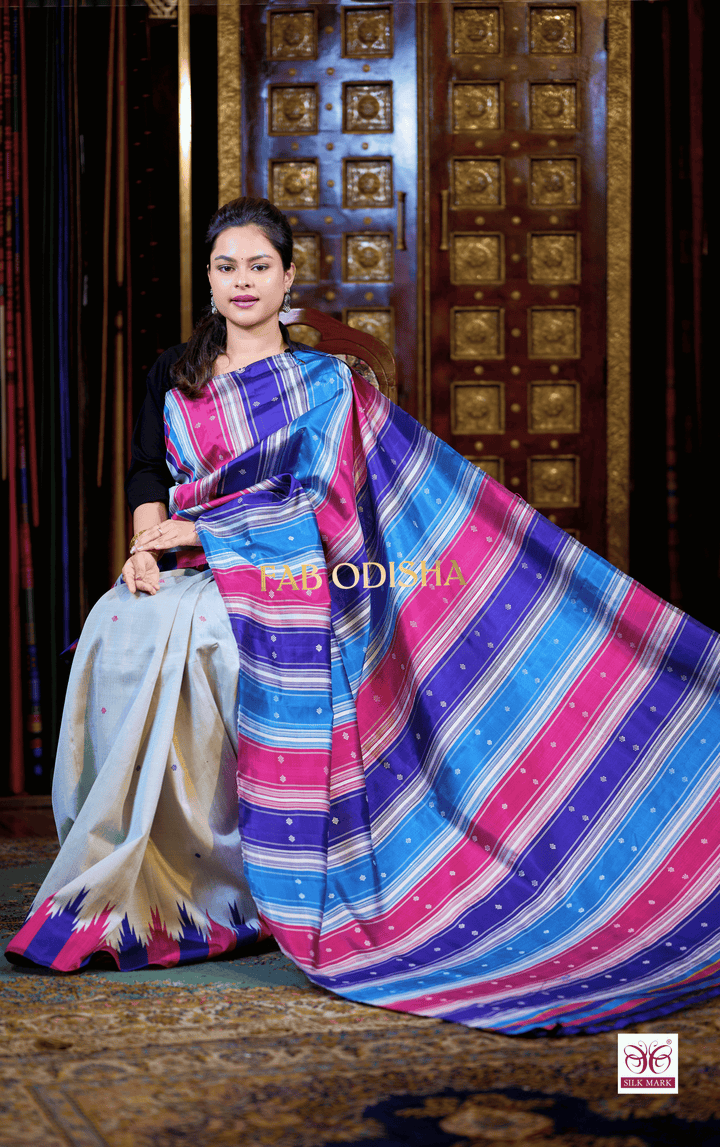 VASTRAMAYA BERHAMPURI DOUBLE AANCHAL PURE SILK PATTA SAREE