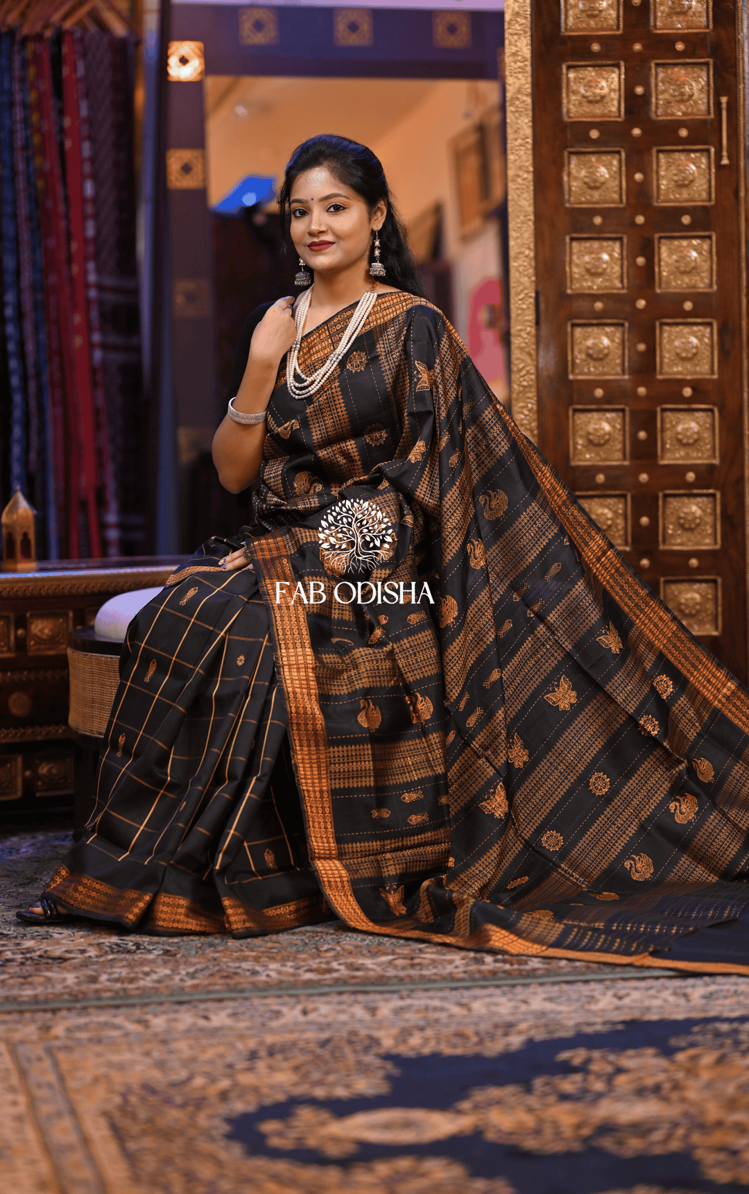 SATRANI EHTESHAM BERHAMPURI DOUBLE AANCHAL PURE SILK PATTA SAREE