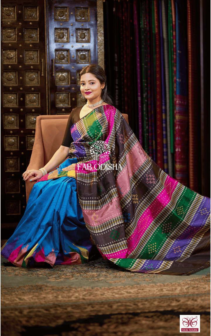 LUMINA LUX BERHAMPURI DOUBLE AANCHAL PURE SILK PATTA SAREE