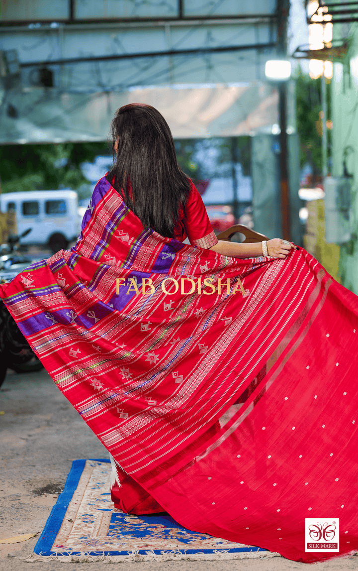 KUMAR PURNIMA BERHAMPURI DOUBLE AANCHAL HANDLOOM PURE SILK PATTA SAREE