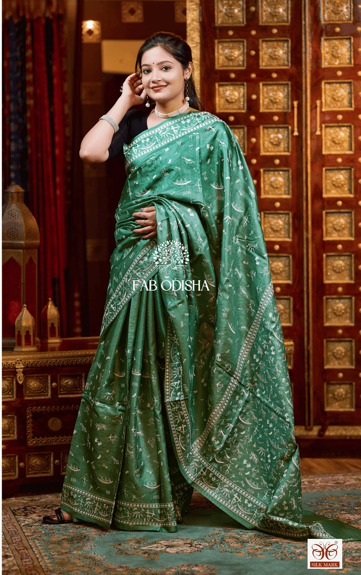 VEECHI GLAMOUR DESIGNER FINE TUSSAR HANDLOOM SILK SAREE