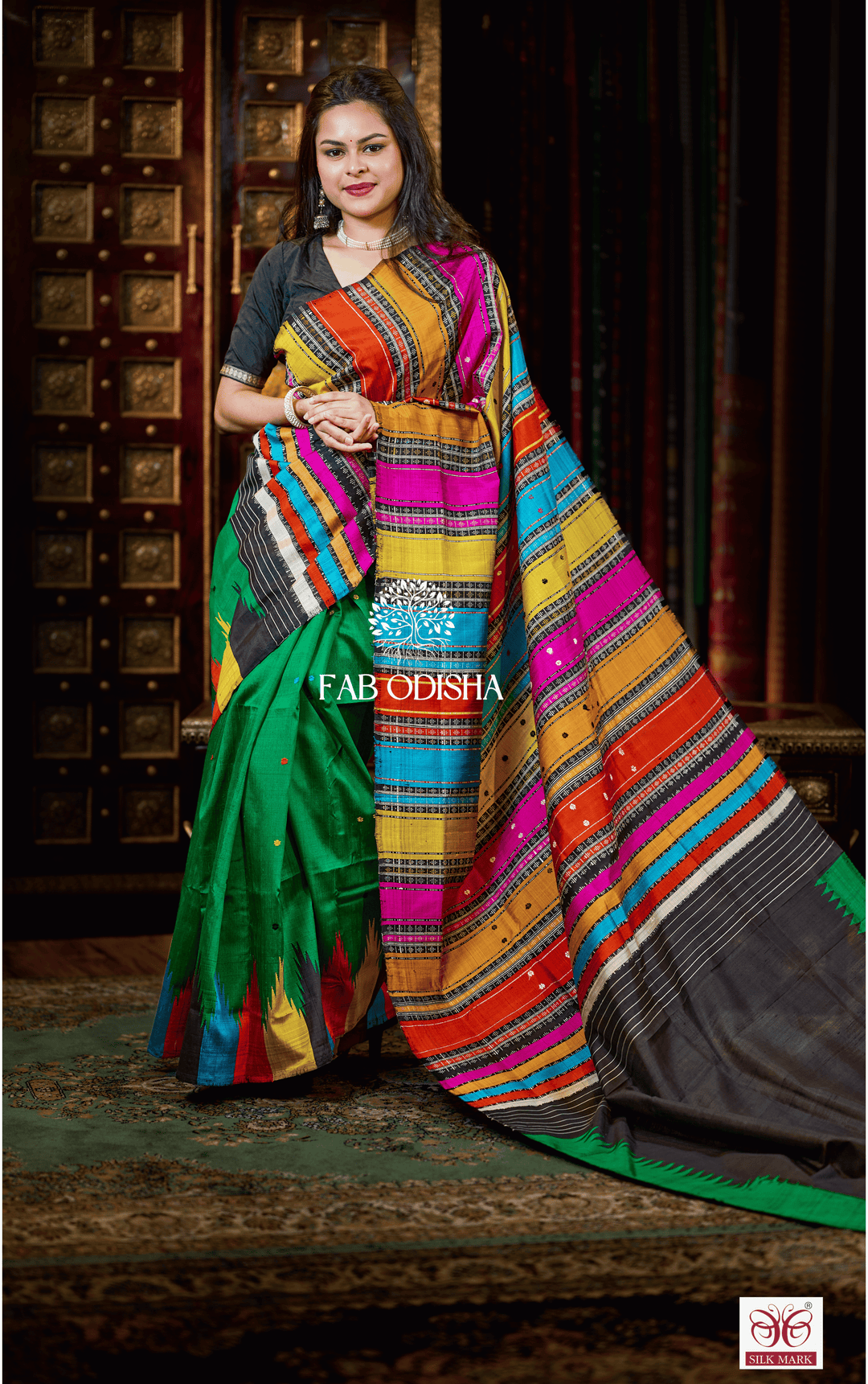FUSIONISTA ETHEREAL BERHAMPURI DOUBLE AANCHAL PURE SILK PATTA SAREE