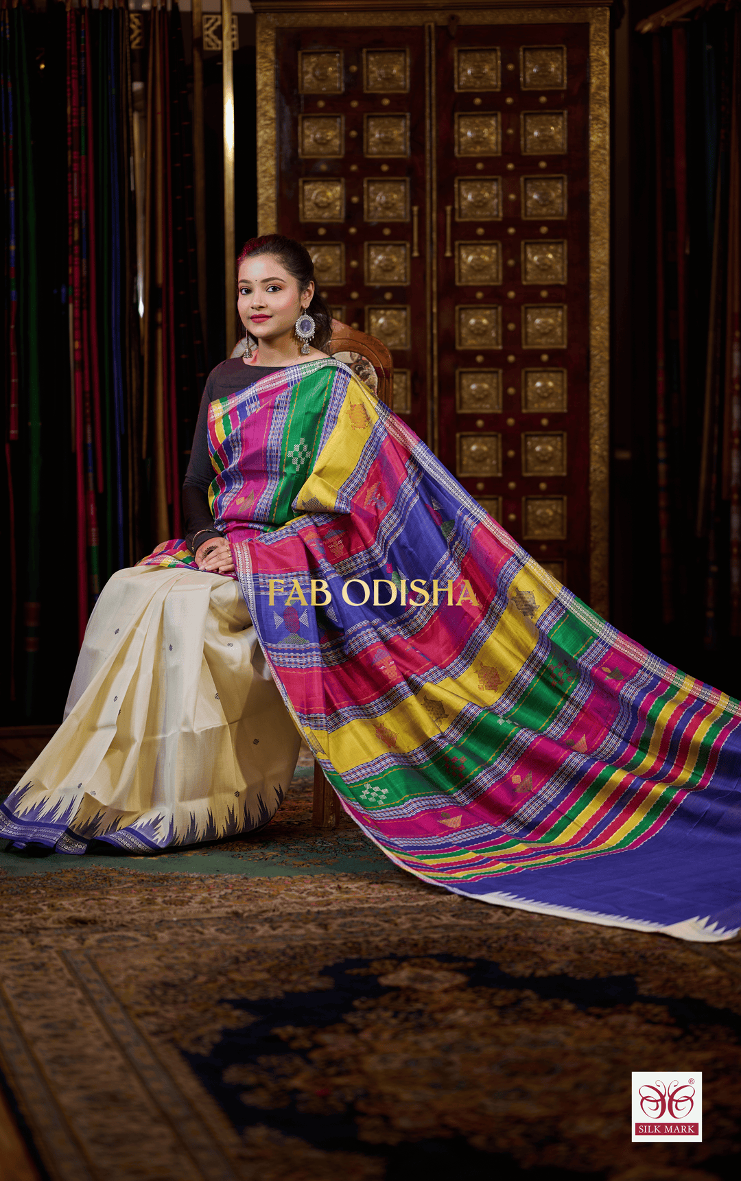 CHANDRAKALA BERHAMPURI DOUBLE AANCHAL PURE SILK PATTA SAREE