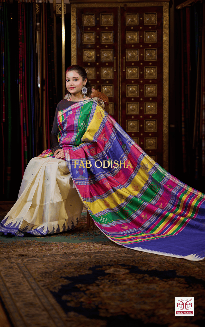 CHANDRAKALA BERHAMPURI DOUBLE AANCHAL PURE SILK PATTA SAREE