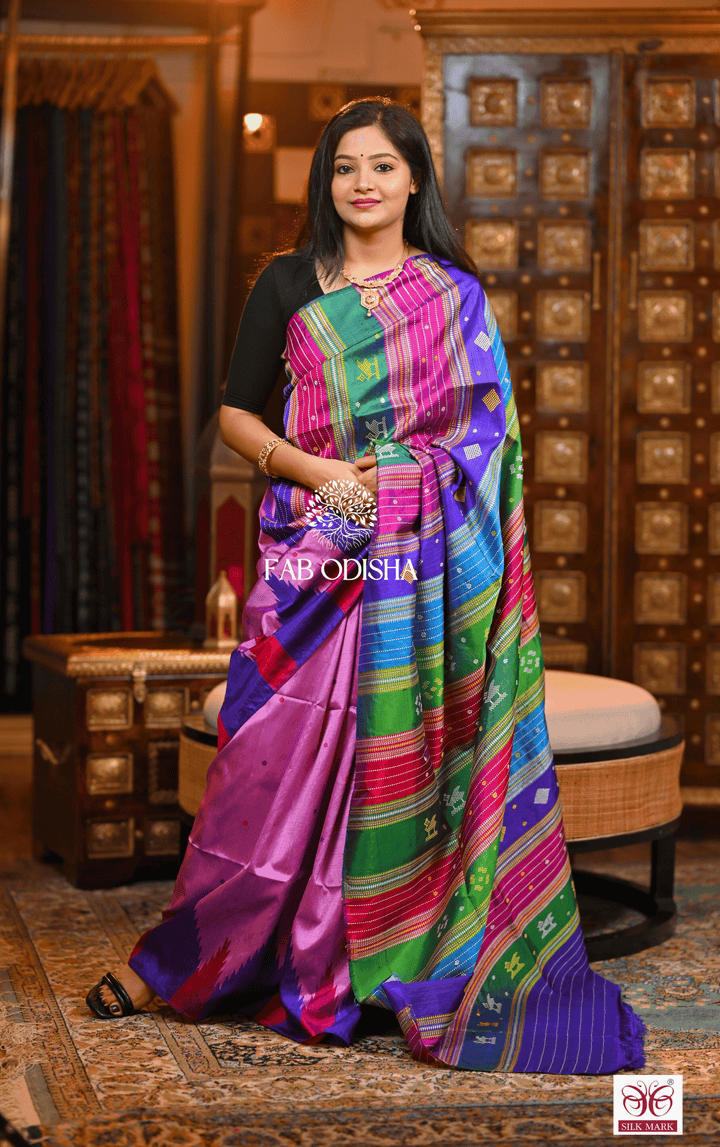 KAUSHEYA LEGACY BERHAMPURI DOUBLE AANCHAL PURE SILK PATTA SAREE