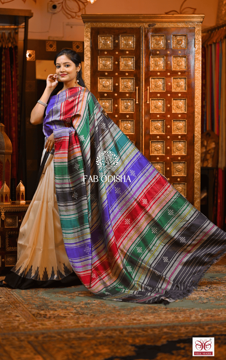 TEJOMAYA AMBARAM BERHAMPURI DOUBLE AANCHAL PURE SILK PATTA SAREE