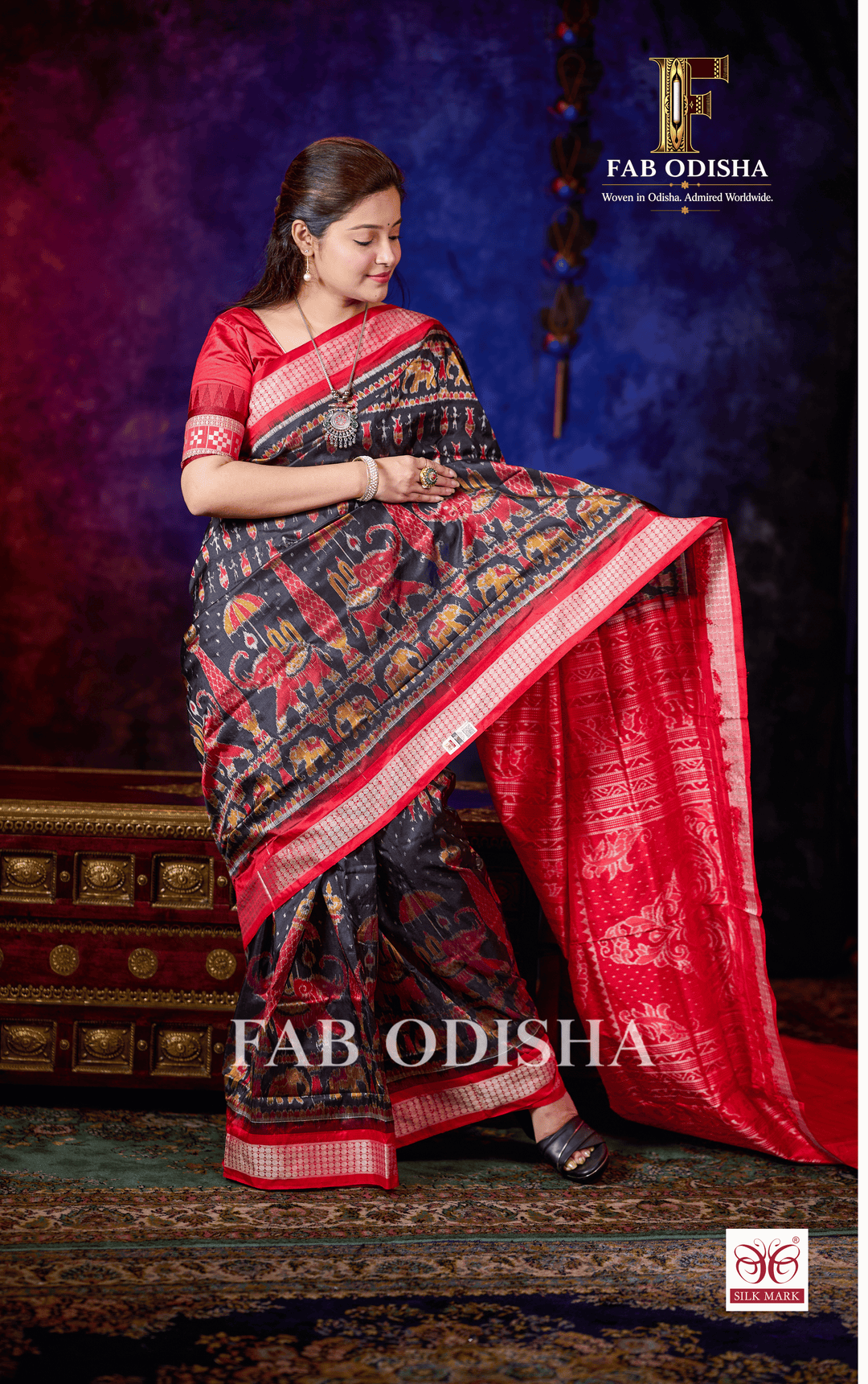 SHAHI GAJAPATI SAMBALPURI HANDLOOM PURE SILK PATTA SAREE
