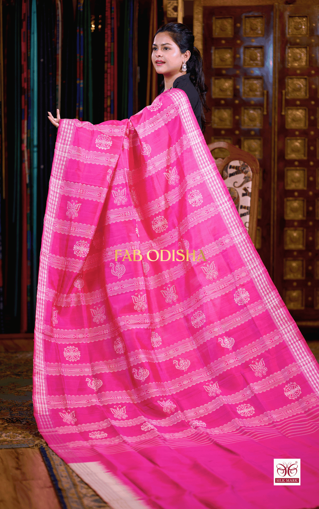 ANCESTRAL ATTIRE BERHAMPURI DOUBLE AANCHAL PURE SILK PATTA SAREE