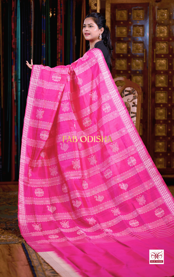 ANCESTRAL ATTIRE BERHAMPURI DOUBLE AANCHAL PURE SILK PATTA SAREE