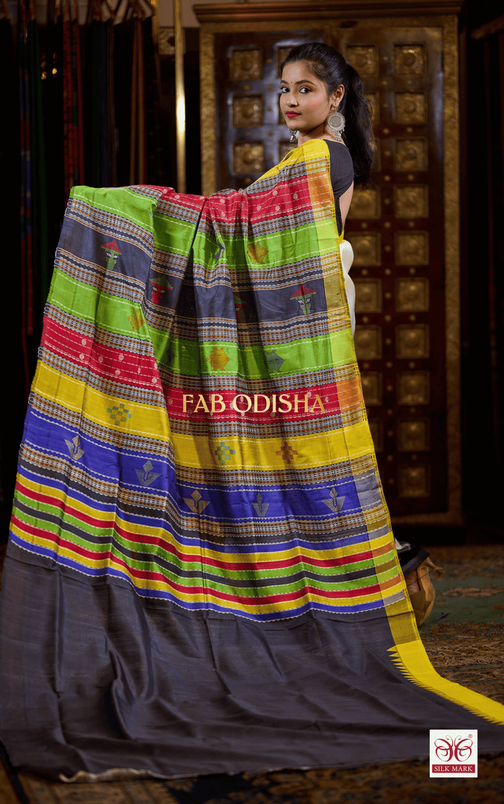 CHAN CHAL MADHURI BERHAMPURI DOUBLE AANCHAL PURE SILK PATTA SAREE