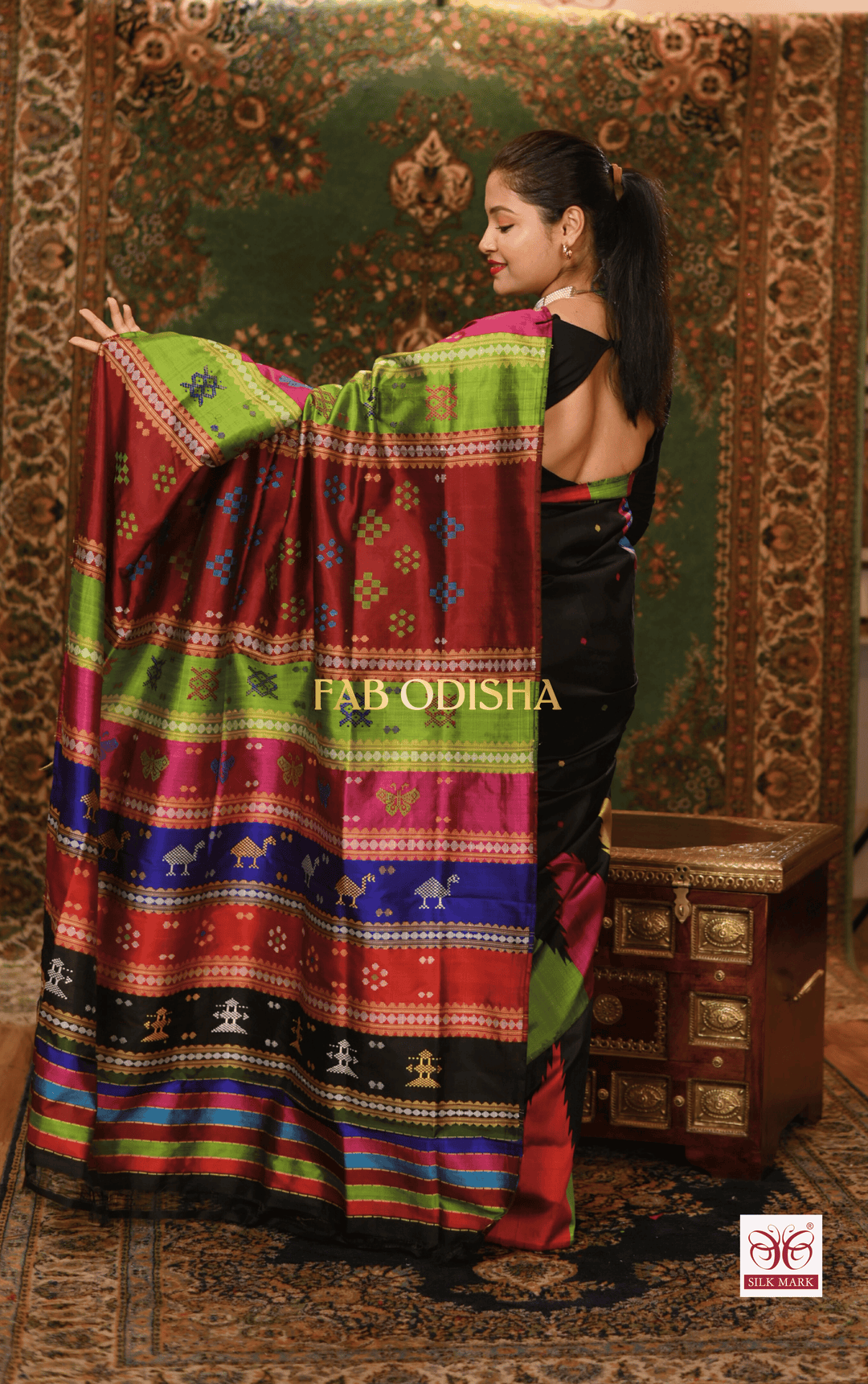 NOORVASTRA BERHAMPURI DOUBLE AANCHAL PURE SILK PATTA SAREE