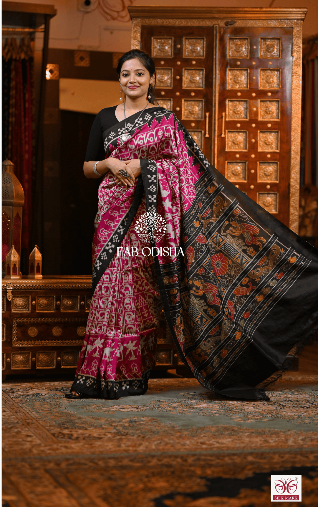 ANANDI SUPER FINE MULBERRY ODIA AKSHAR SILK SAREE