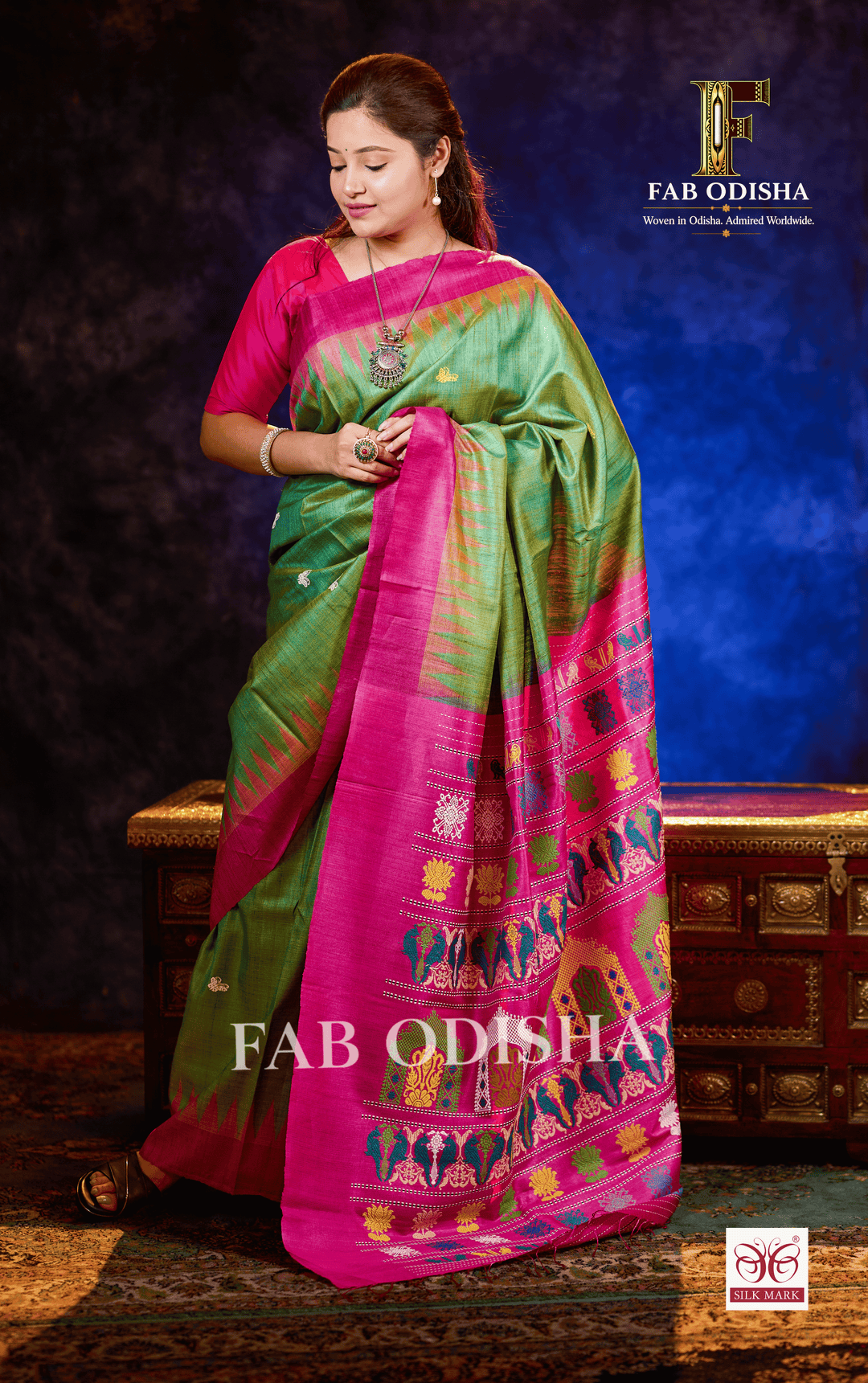 TALADHWAJA DOLABEDI HERITAGE FINE TUSSAR HANDLOOM SILK SAREE