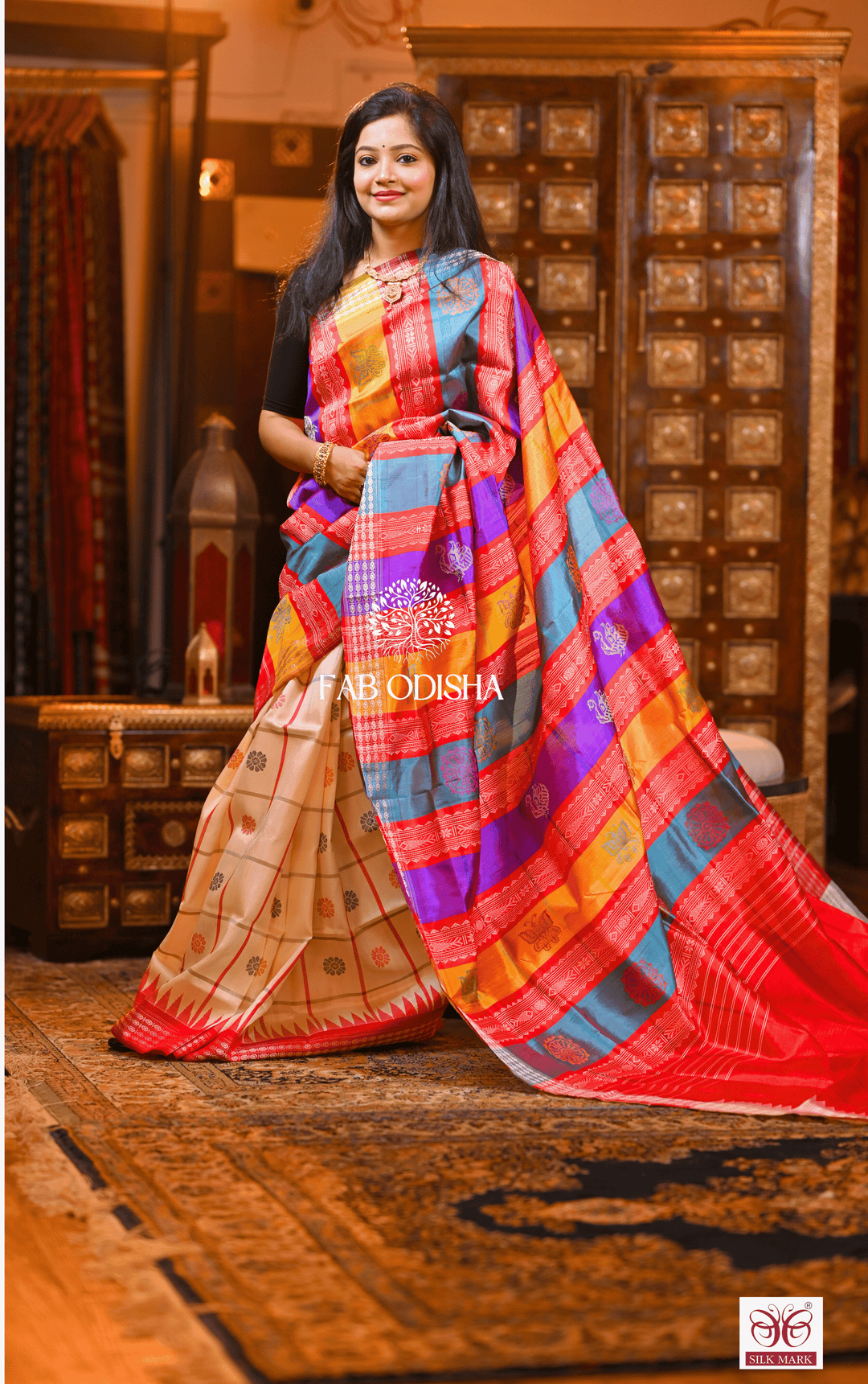 MADAM PRESIDENT DRAUPADI BERHAMPURI DOUBLE AANCHAL PURE SILK PATTA SAREE