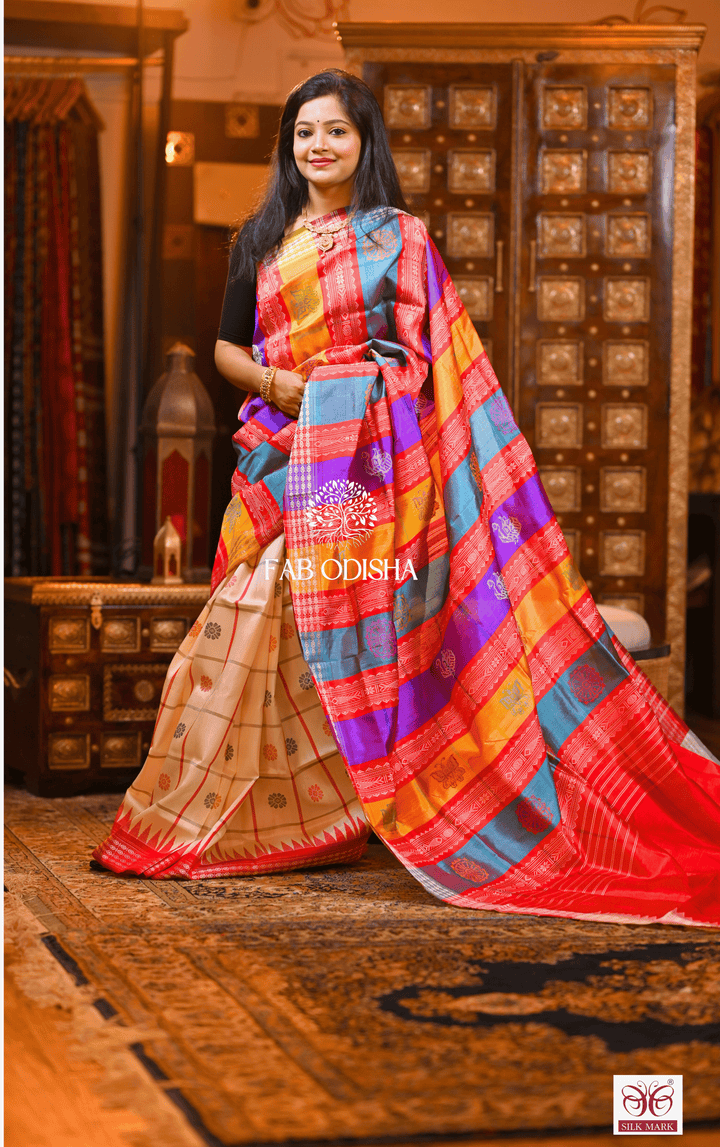 MADAM PRESIDENT DRAUPADI BERHAMPURI DOUBLE AANCHAL PURE SILK PATTA SAREE