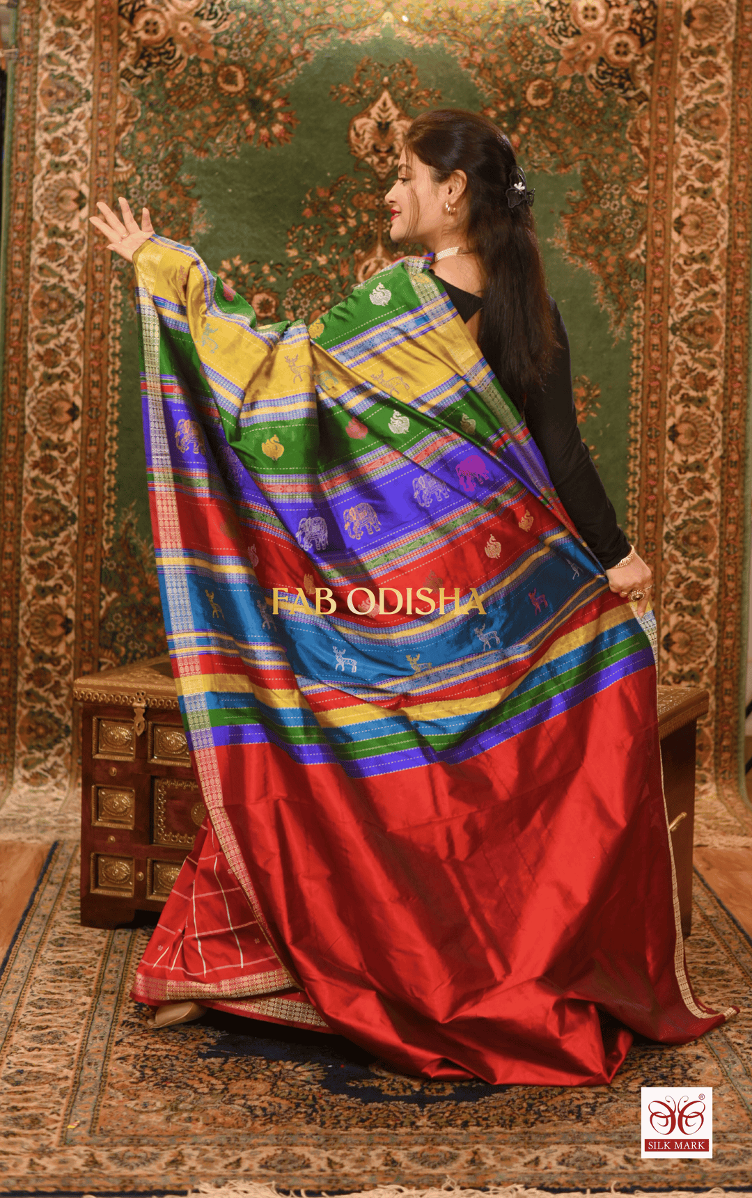 MOHEY BERHAMPURI DOUBLE AANCHAL PURE SILK PATTA SAREE