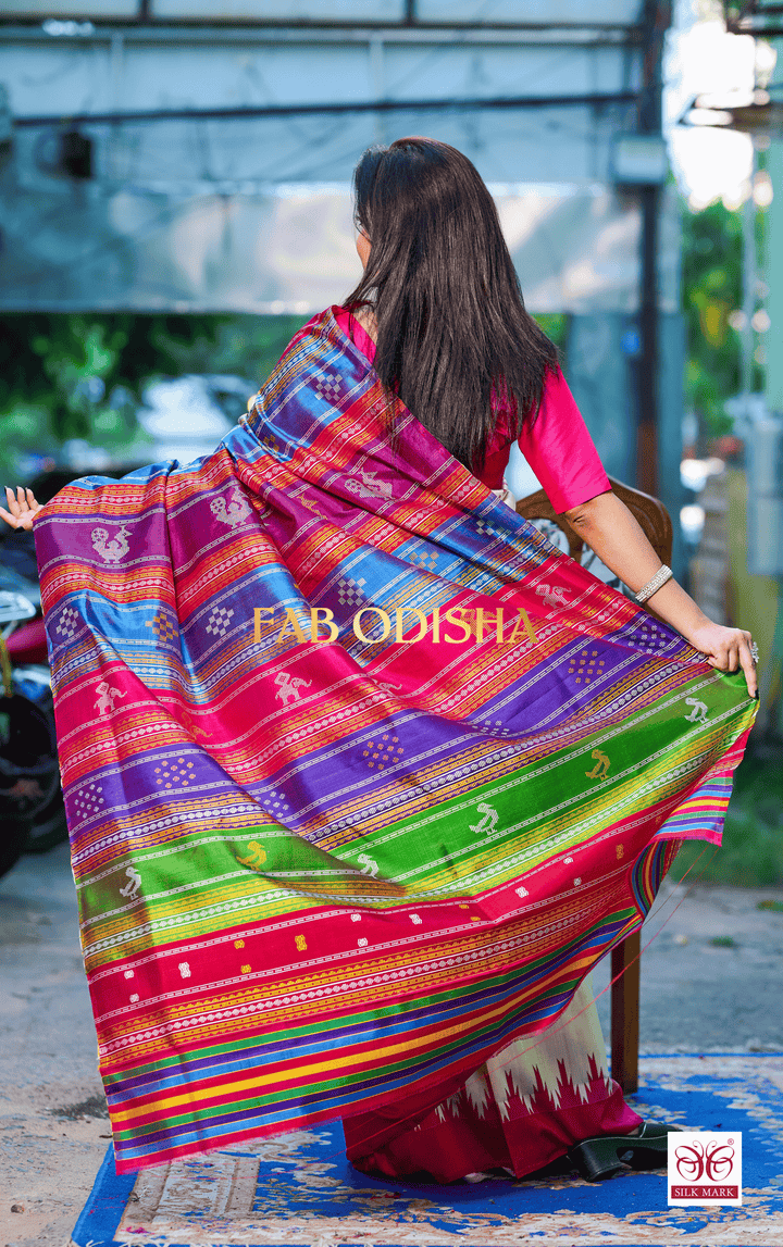 KALA-KRUTI IMPERIAL BERHAMPURI DOUBLE AANCHAL PURE SILK PATTA SAREE