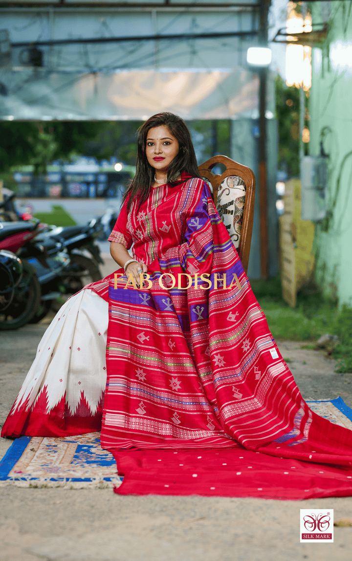 KUMAR PURNIMA BERHAMPURI DOUBLE AANCHAL HANDLOOM PURE SILK PATTA SAREE