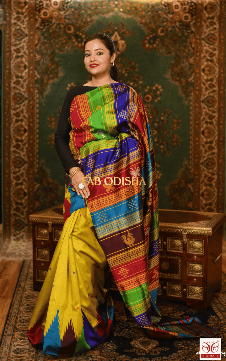 RAJNANDINI BERHAMPURI DOUBLE AANCHAL PURE SILK PATTA SAREE