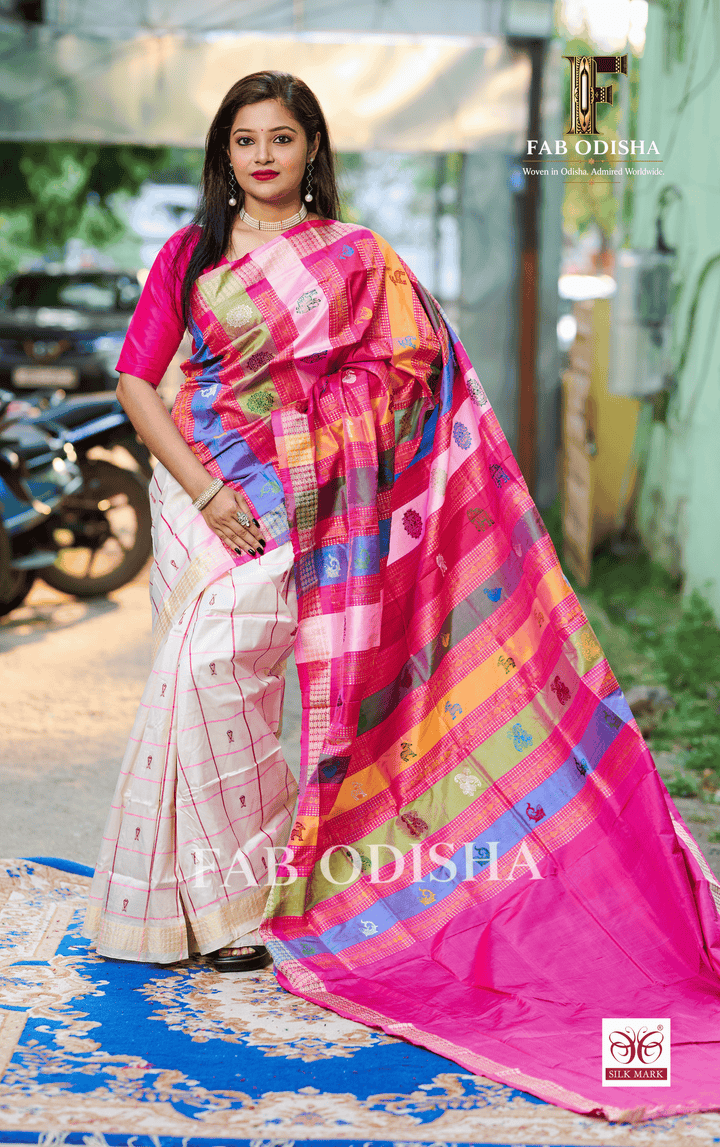 RANGA VILASA BERHAMPURI HANDLOOM DOUBLE AANCHAL PURE SILK PATTA SAREE