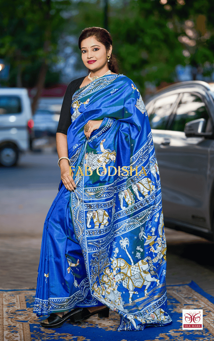 GAJGAMINI BARAATI THEMED PATTACHITRA PURE SILK SAREE