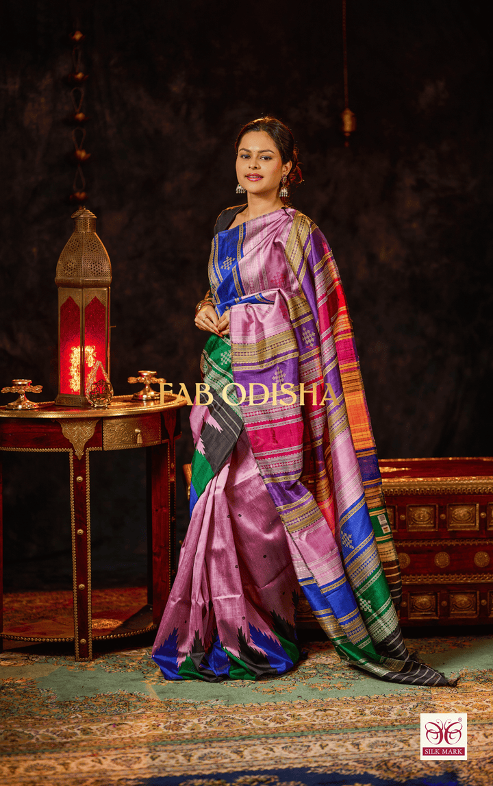 IKAYANA DOUBLE ANCHAL BERHAMPURI HANDLOOM SILK PATTA