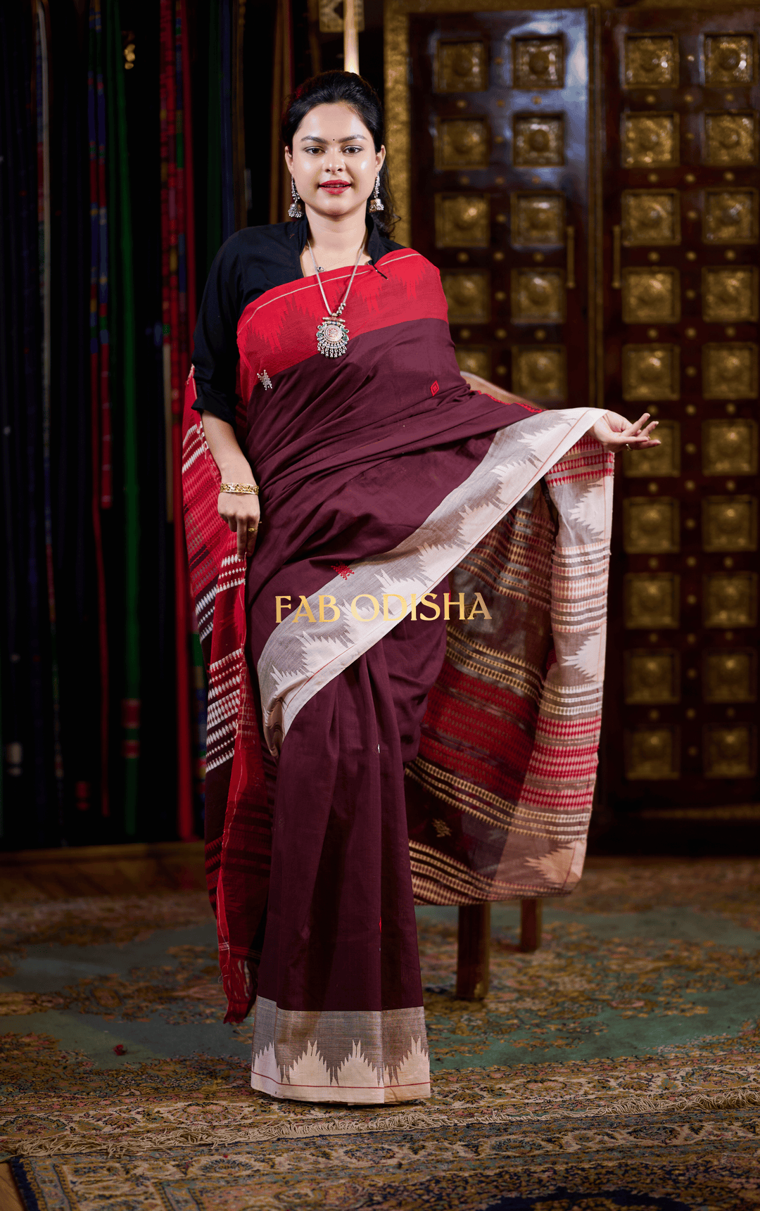 KORAPUT CRIMSON ORGANIC DYED KOTPAD COTTON SAREE
