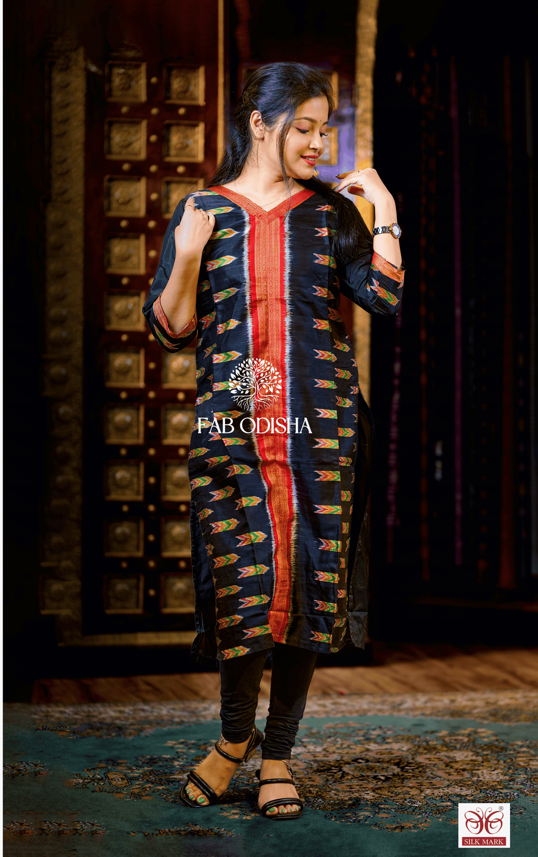 VOGUE VAIBHAV BLACK MULBERRY SILK KURTI