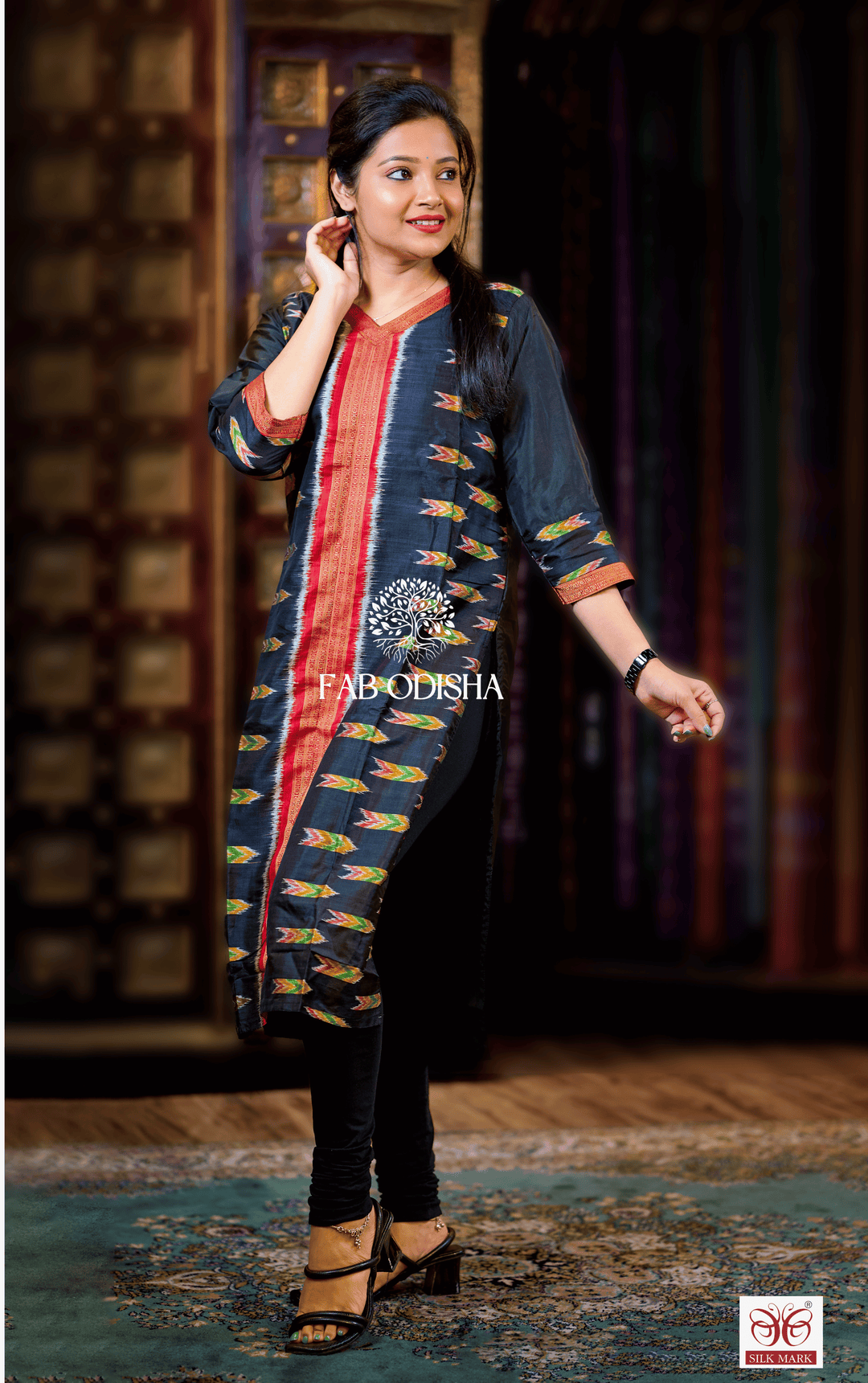 VOGUE VAIBHAV BLACK MULBERRY SILK KURTI