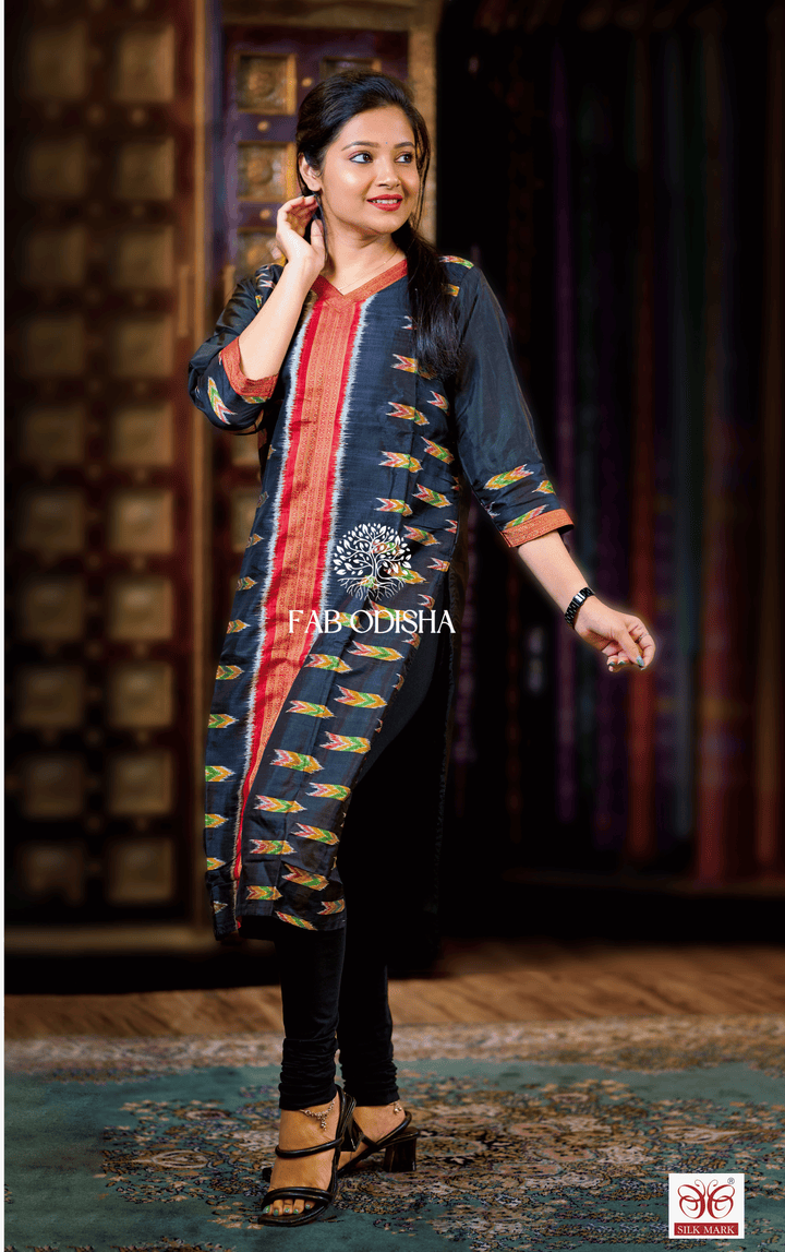 VOGUE VAIBHAV BLACK MULBERRY SILK KURTI