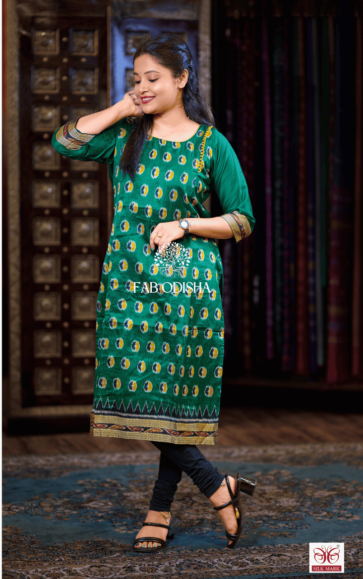 SILK SWAY ROYAL GREEN MULBERRY PURE SILK KURTI
