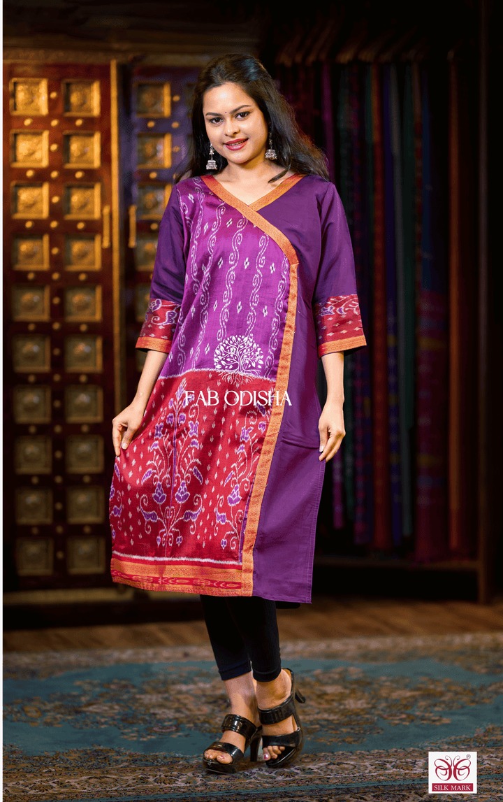 DIVINE DRAPERY PURPLE MULBERRY PURE SILK KURTI