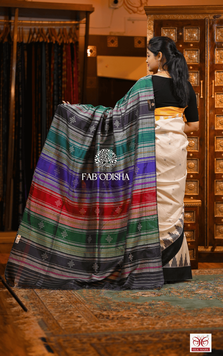 TEJOMAYA AMBARAM BERHAMPURI DOUBLE AANCHAL PURE SILK PATTA SAREE