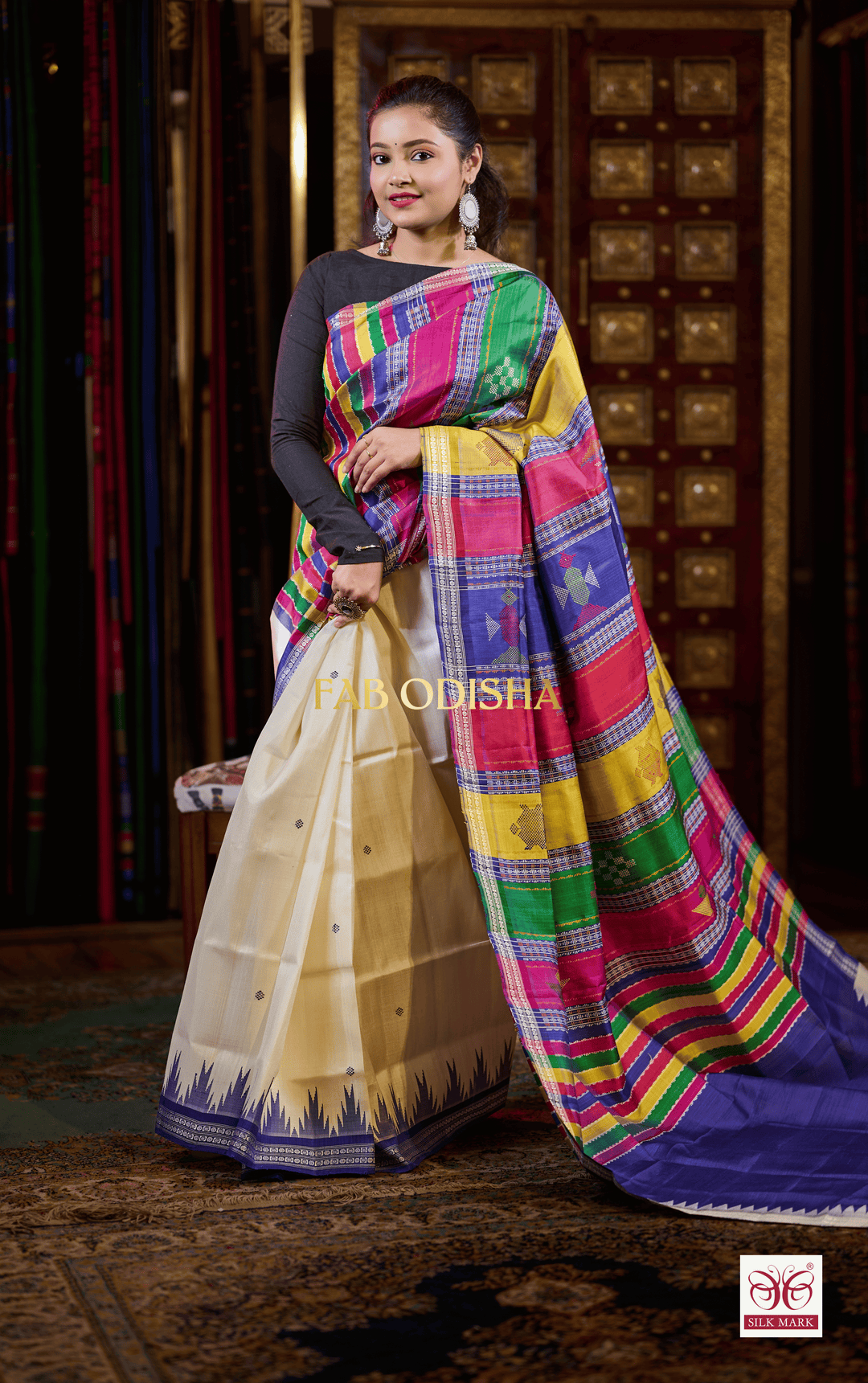 CHANDRAKALA BERHAMPURI DOUBLE AANCHAL PURE SILK PATTA SAREE