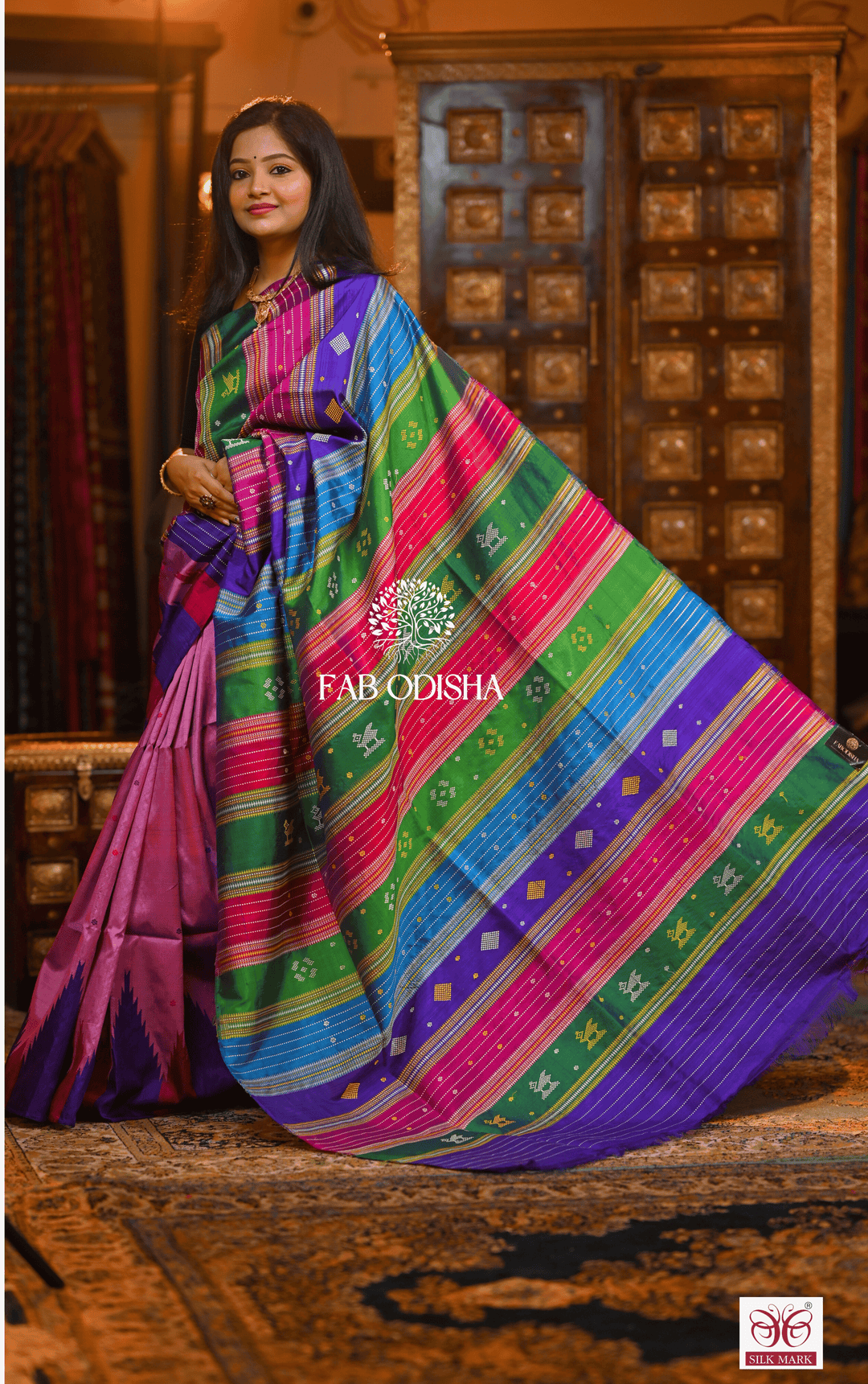 KAUSHEYA LEGACY BERHAMPURI DOUBLE AANCHAL PURE SILK PATTA SAREE