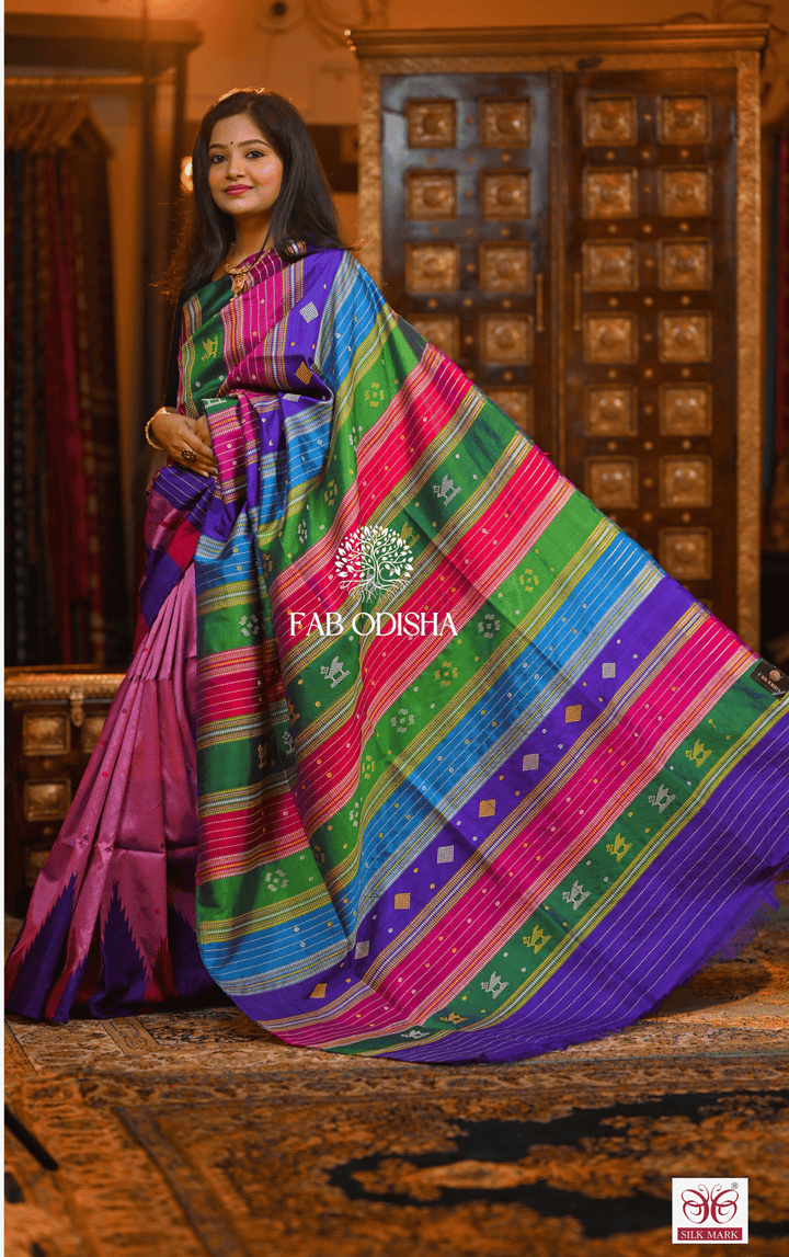 KAUSHEYA LEGACY BERHAMPURI DOUBLE AANCHAL PURE SILK PATTA SAREE