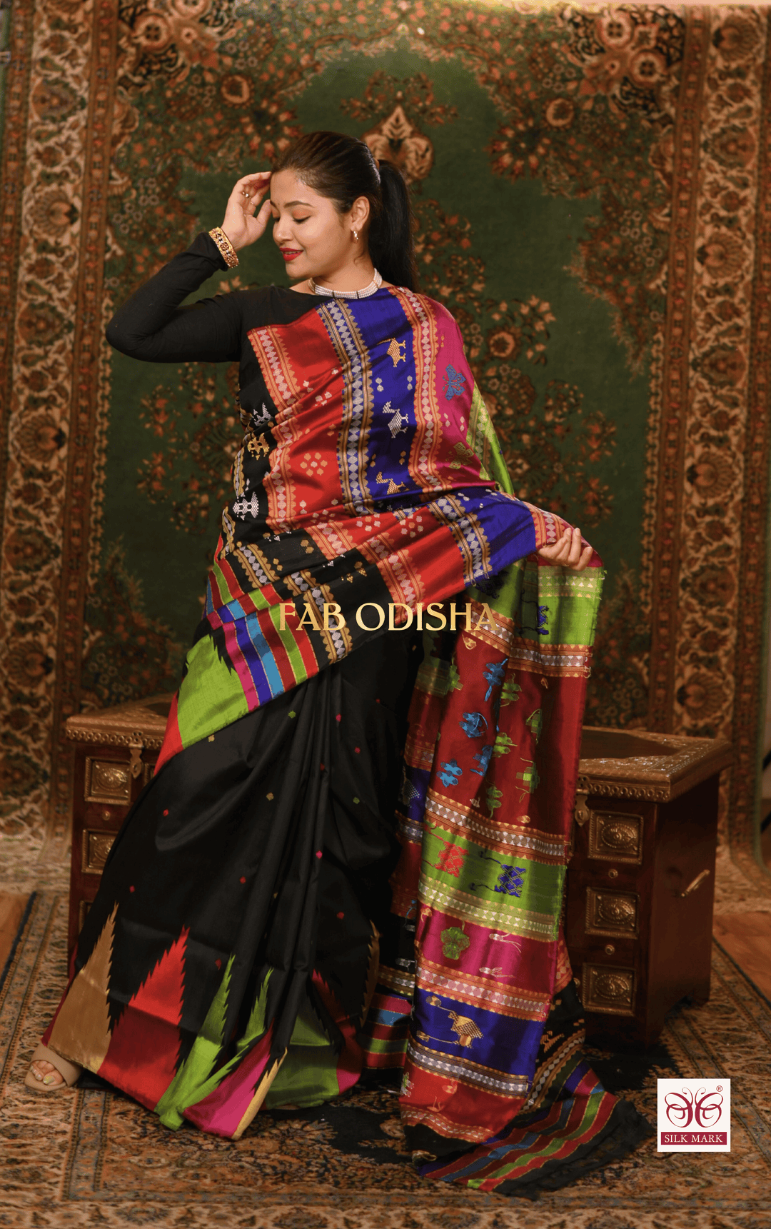 NOORVASTRA BERHAMPURI DOUBLE AANCHAL PURE SILK PATTA SAREE