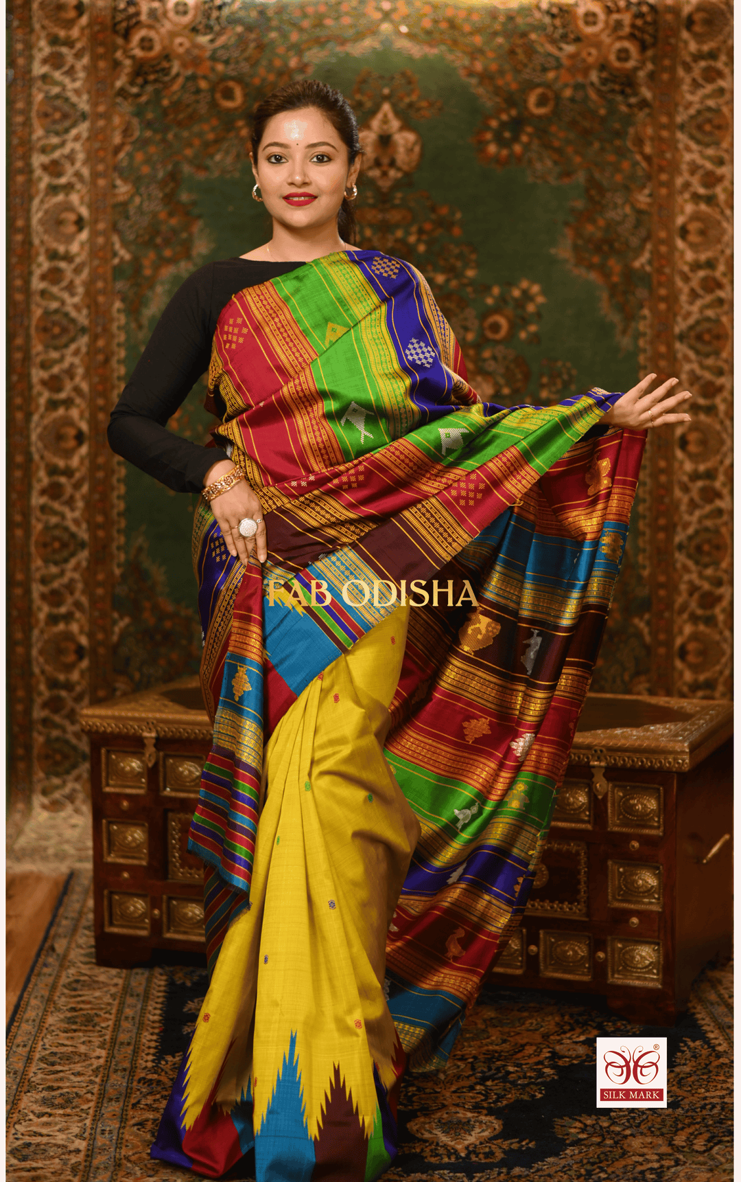 RAJNANDINI BERHAMPURI DOUBLE AANCHAL PURE SILK PATTA SAREE