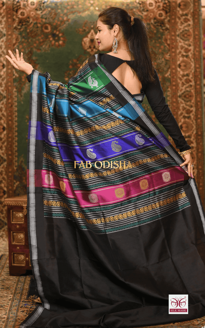 RAJASI WEAVES BERHAMPURI DOUBLE AANCHAL PURE SILK PATTA SAREE