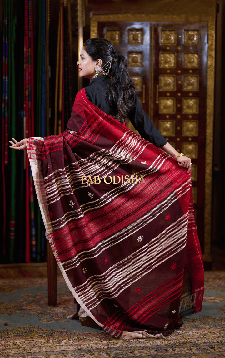 KORAPUT CRIMSON ORGANIC DYED KOTPAD COTTON SAREE